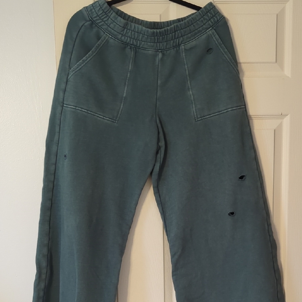 Offline By Aerie Distressed Wide Leg Sweatpants, Green
